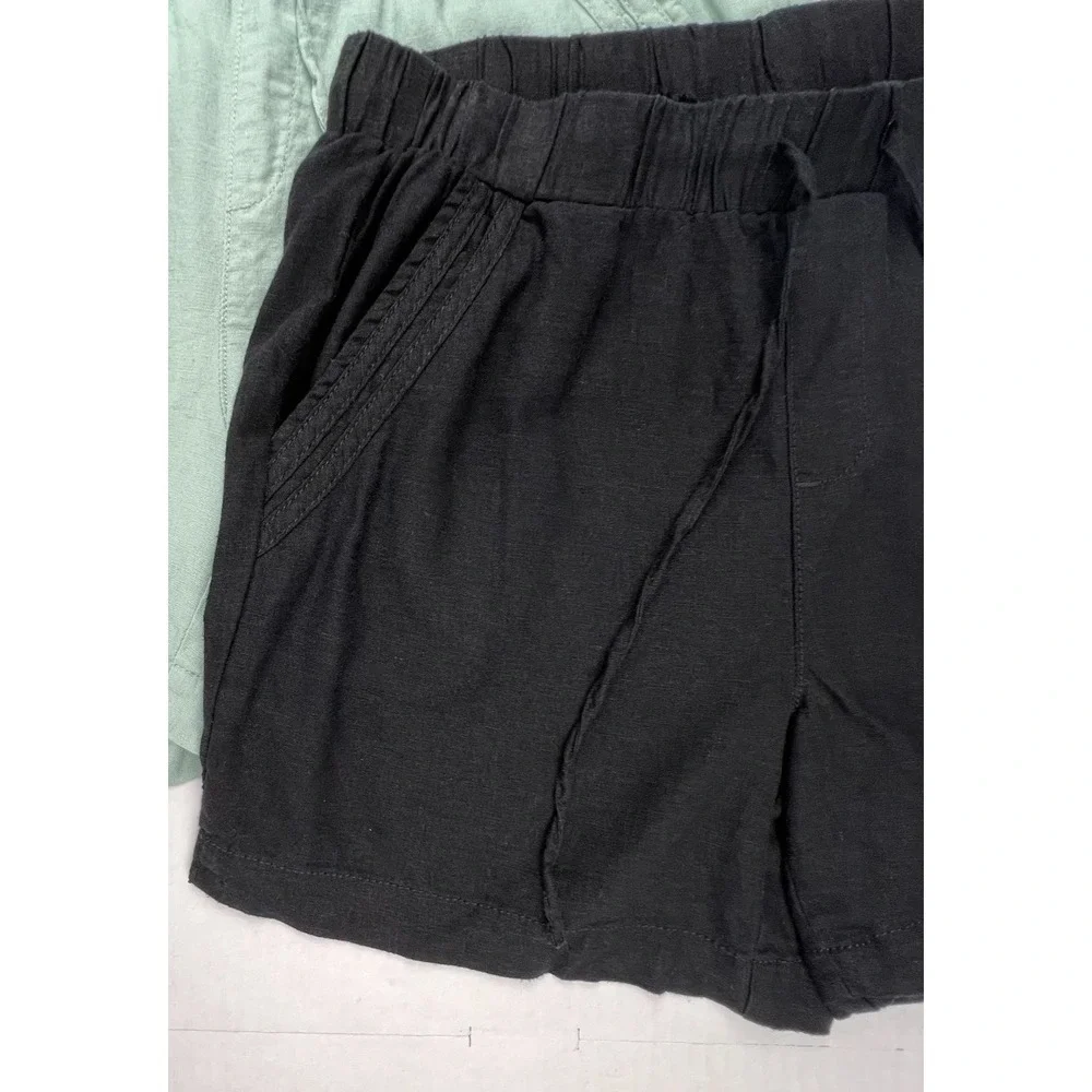 BRIGGS Womens Shorts BUNDLE 2 Pair M Black Mint Green Linen Blend Summer Casual